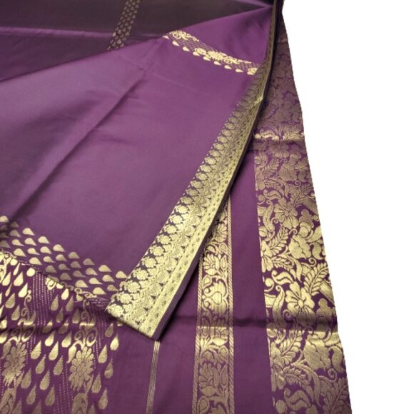 Purple and Gold Saree - Unstitched- NEW ! - Picture 3 of 10